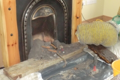 Open fireplace at ground floor level - chimney flue relining Co. Galway