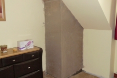 Chimney stack internal work at side roof pitch now re plastered